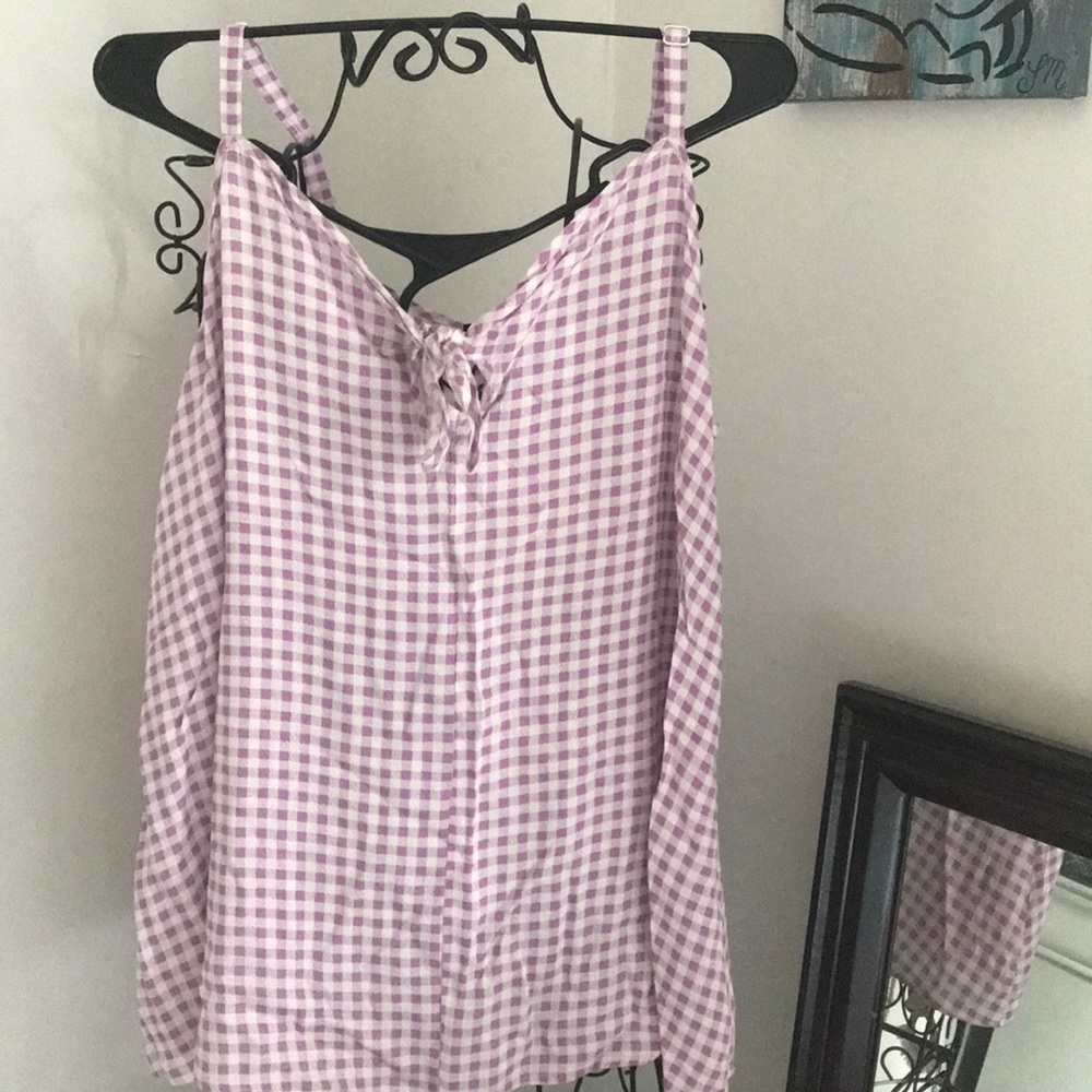 NWT Torrid 0 purple and white checkered tank